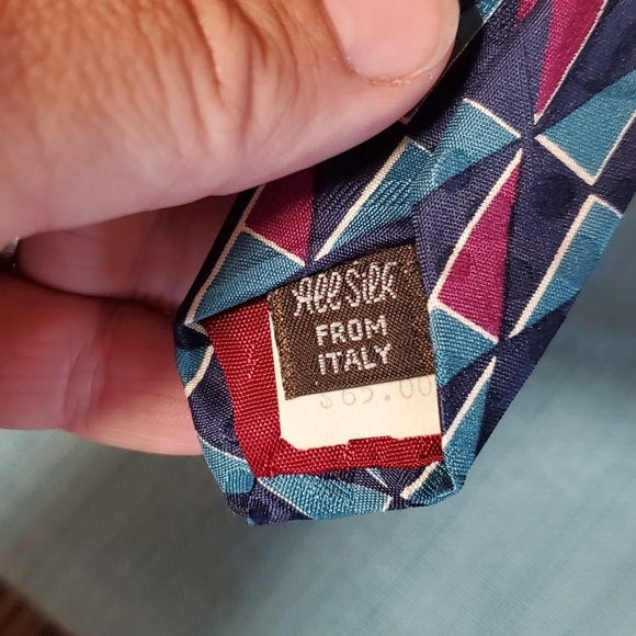 Ferranti maroon teal blue tie 100% silk - Picture 4 of 4